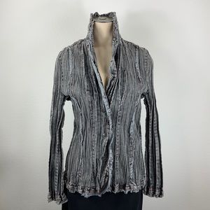 Chico’s Platinum Crinkle Pleat Cotton Jacket Sz. 0